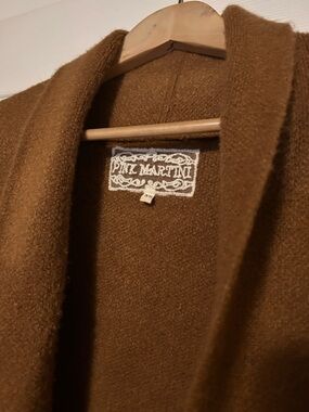 Pink Martini Stockport Camel open front Wool mix Coat (Aritzia copycat)